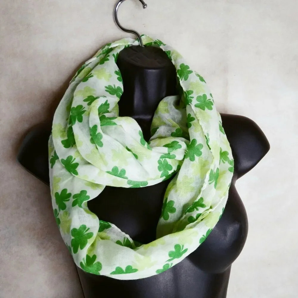 Shamrock Infinity Scarf Irish St Patrick Day Wrap Around Neck Cowl Head Cover